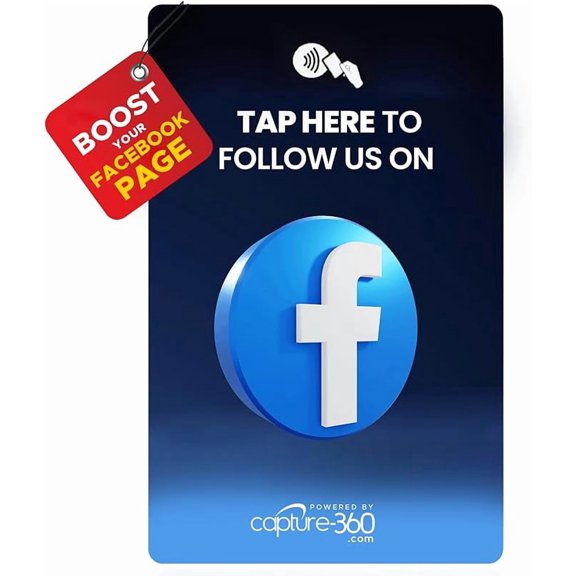 NFC Social Media Growth Pack: Multi-Platform Networking Card & Display, Follower Increase, Reusable, Slim, Durable & Compatible for Influencers & Business - Facebook Style Card, Pack of 1