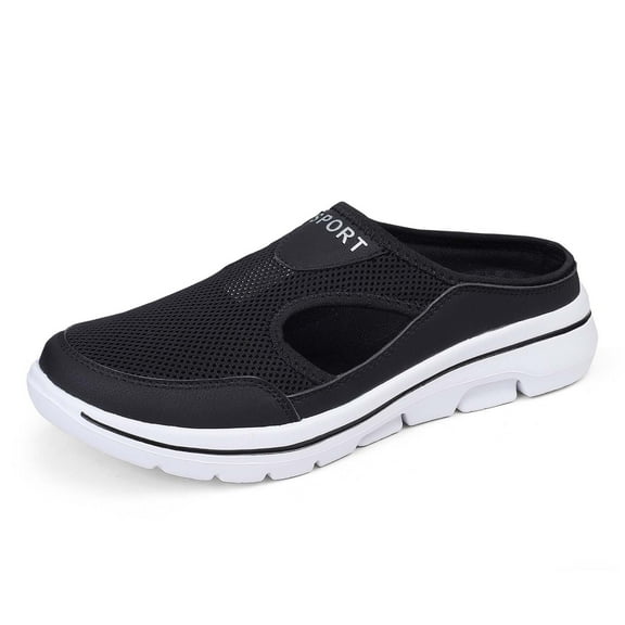 Daolelai Couple Men and Women Summer Mesh Half-Slippers Casual Shoes Breathable Sandals One-Step -On Closed-Toe Slippers
