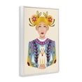 thumbnail image 3 of Stupell Industries Blonde Folk Girl with Cat Portrait Painting White Framed Art Print Wall Art, 12 x 18, 3 of 8