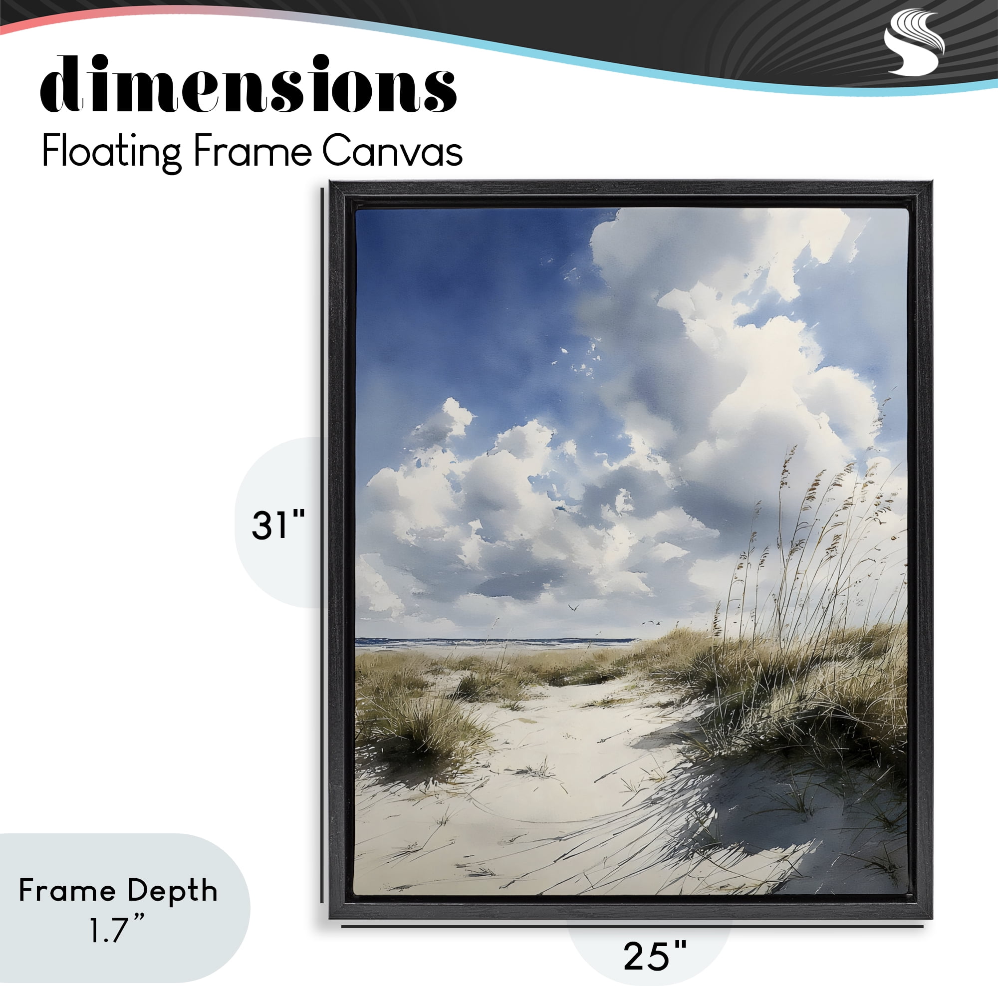 Stupell Industries Dunes In The Sunshine Black Framed Floater Canvas Wall Art, design by Franklyn Gregory