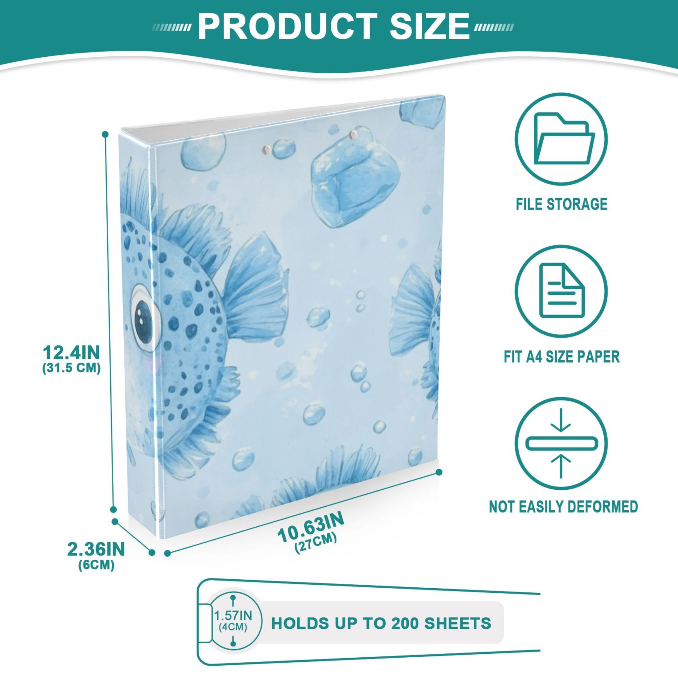 Ice Bubbles Puffers 3 Ring Binders 1.5 inch Hardcover File Folders with Interior Pockets A4 Size Organizer for School Office Hospital