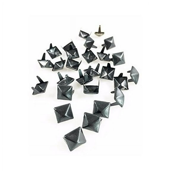 Dangerous Threads Nailheads Spots Studs 2 Prong 3/8" Square Pyramid Studs - Various Colors - 100 Pcs (Matte Black)