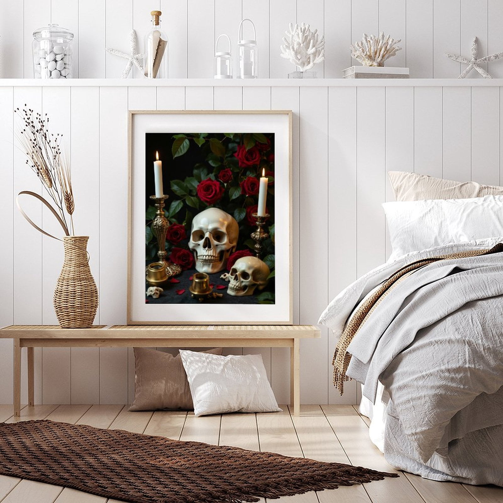 Diamond Art Kit for Adults, Candles Skulls Red Roses Display Diamond Painting for Adults Beginners, 5D DIY Diamond Art Painting Kits, Colorful Diamond Painting Craft for Home Decor 12x16