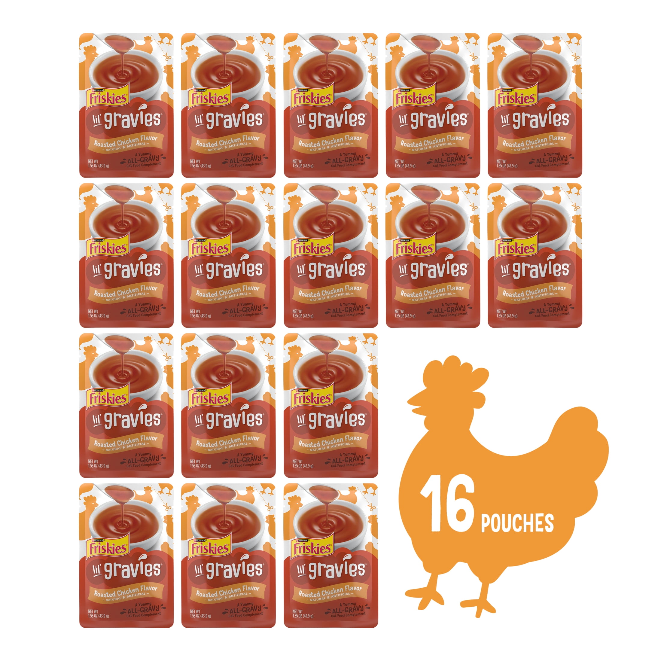 Purina Friskies Lil Gravies Roasted Chicken Flavor Gravy, Wet Cat Food, 1.55 oz. Pouch