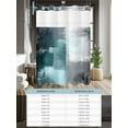 thumbnail image 6 of No Hook Cloth Fabric Shower Curtain with Snap in Liner, Teal Gray Waterproof Shower Curtains Set with See Through Top Window, Modern Oil Painted Art Abstract Geometric Bath Curtains Shower 60"x72", 6 of 6