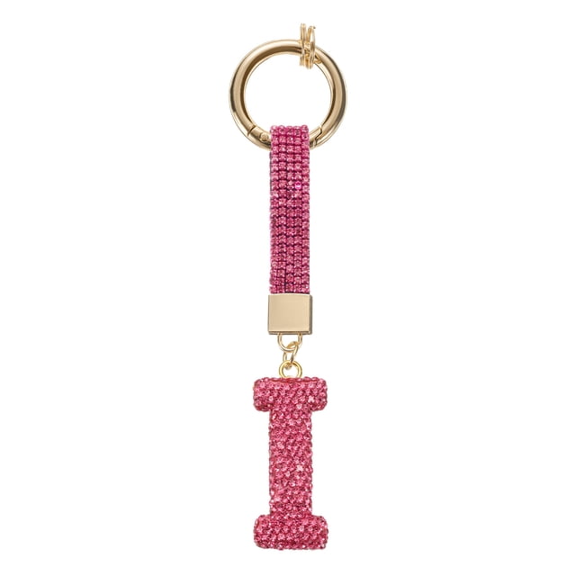 Uxcell Charm de Letra I de Alfabeto con Rhinestones para la Fabricación de Joyería, Rojo Rosa