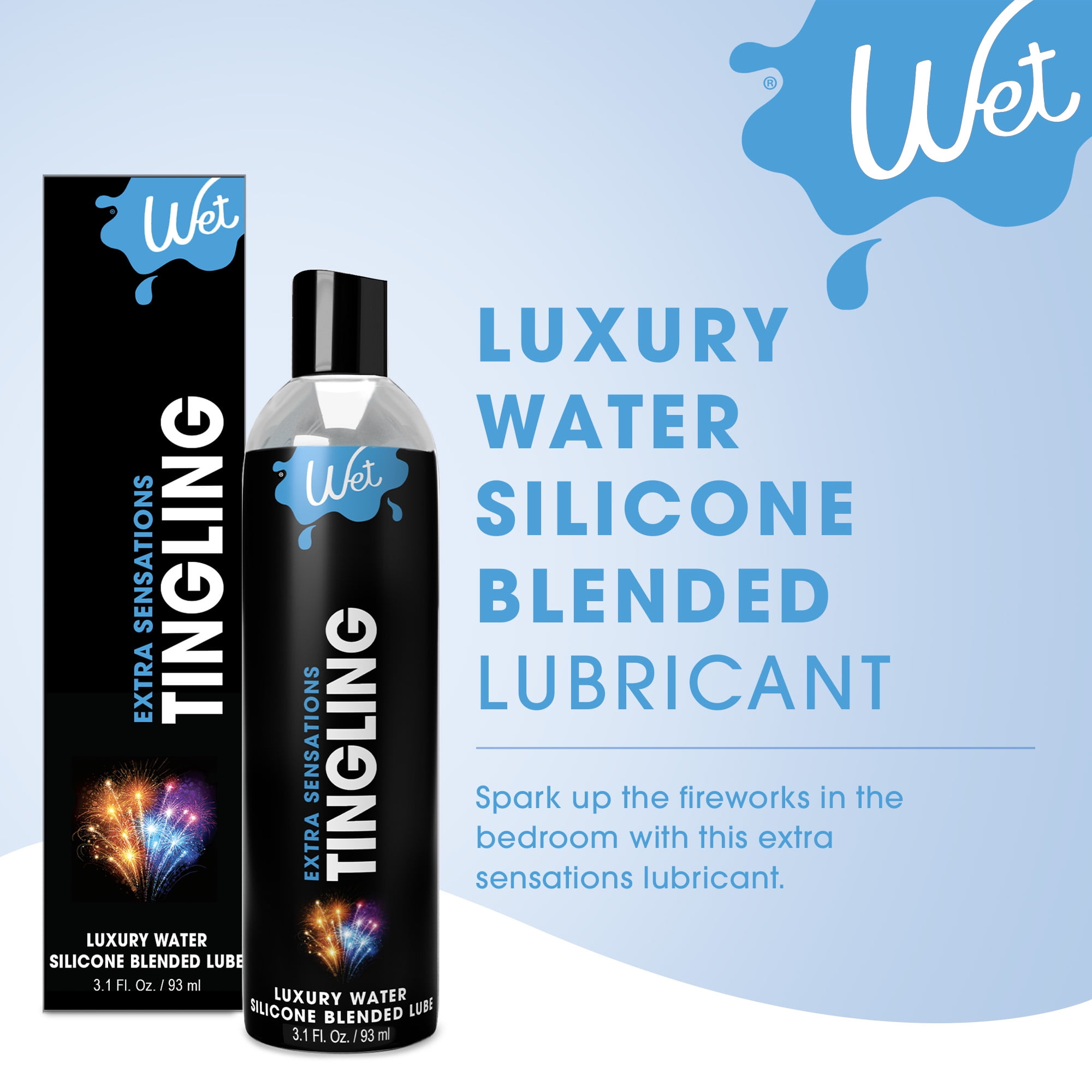 Wet Cool Tingling Hybrid Silicone & Water Blend Based Lube, Long Lasting Luxury Personal Lubricant, 3.1oz