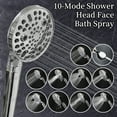thumbnail image 6 of Fiuion Filtered Shower Head with Handheld 10 Mode High Pressure Shower Heads with Hose, Bracket, Anti-Clog Nozzles and Hard Water Shower Filter, Built-In Power Wash to Clean Tub, Tile & Pets, Silver, 6 of 8