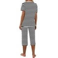 thumbnail image 5 of Viikei Travel-Friendly Sleepwear Set Wrinkle-Resistant Lounge,Women-neck Short Sleeved Pajamas and Pants Set Casual Pajamas with Pockets Black S, 5 of 7