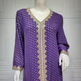 thumbnail image 4 of Women's Fall And Winter Muslim Fashion Lace Ethnic Style Dress Purple, 4 of 6
