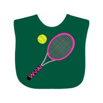 Inktastic Pink Tennis Racket and Ball Boys or Girls Baby Bib