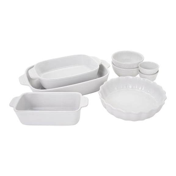 HENCKELS Ceramic 8 Piece Bakeware Set, White