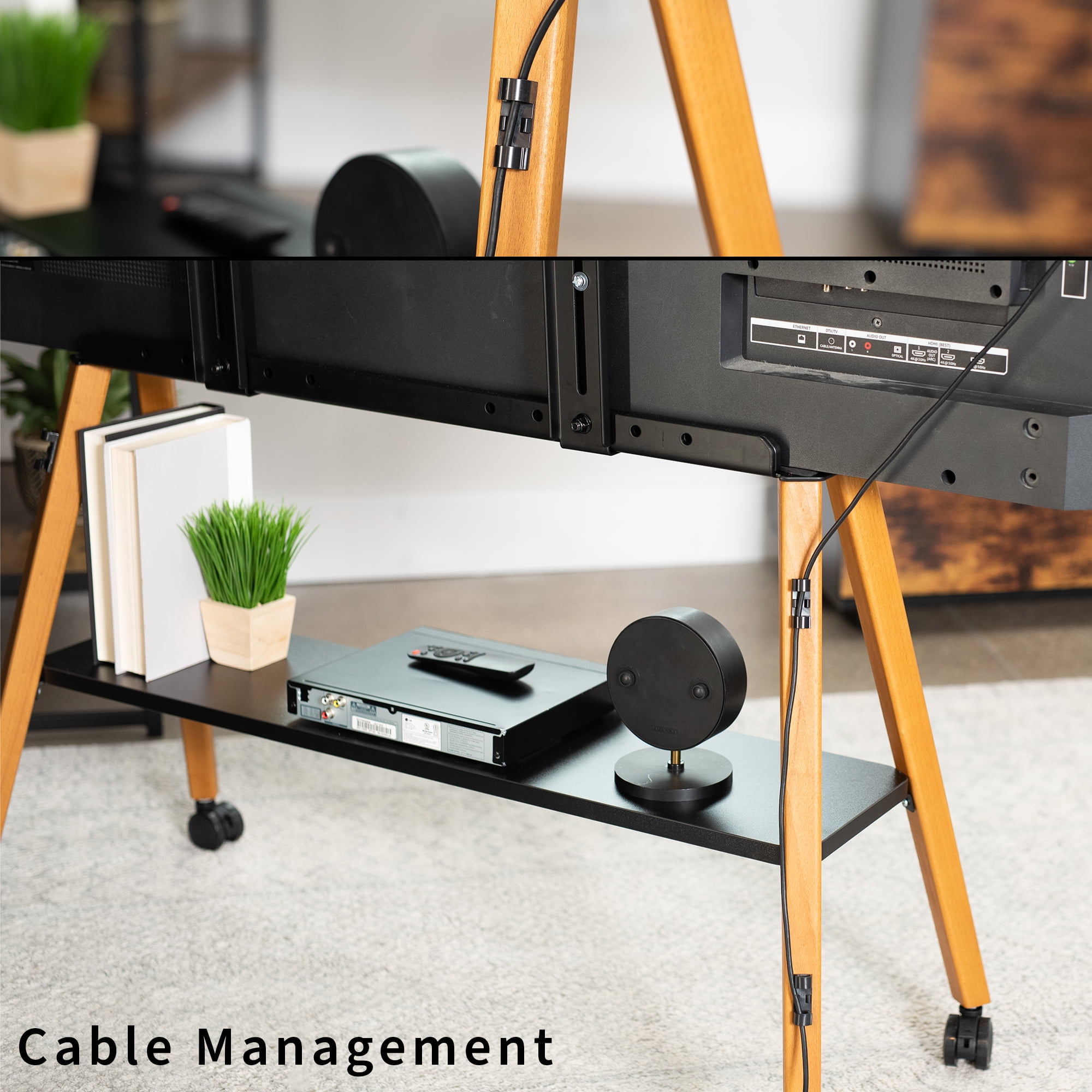 VIVO Rolling Easel Studio TV Floor Stand with Shelf, Fits 49" to 75" Screens