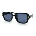 thumbnail image 4 of Retro Luxury Keyhole Hipster Horn Rim Plastic Rectangle Sunglasses All Black, 4 of 6