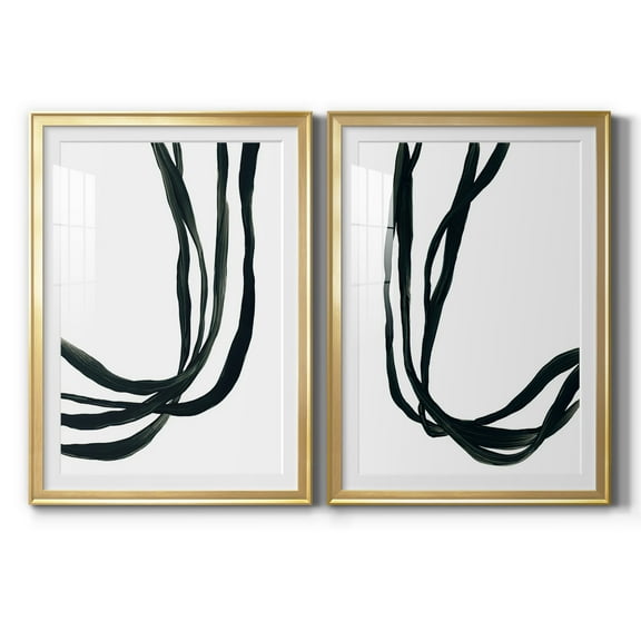 Wexford Home Onyx Ribbon I Premium Framed Print, 30.5" x 42.5" - Ready to Hang, Gold (Set of 2)