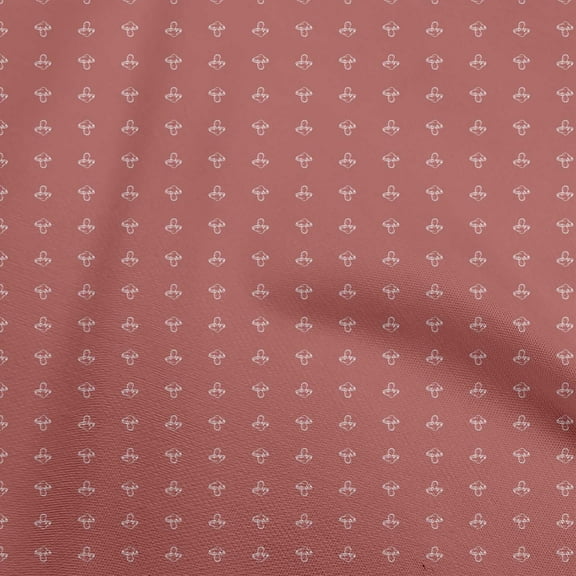 oneOone Cotton Cambric Pink Fabric Retro Mushroom Quilting Supplies Print Sewing Fabric By The Yard 56 Inch Wide