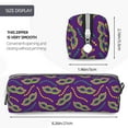 thumbnail image 3 of Haiem Carnival Masks and Beads Print Leather Pencil Case Art Supplies Case Zipper Pencil Pouch Stationery Storage Pencil Bag, 3 of 7