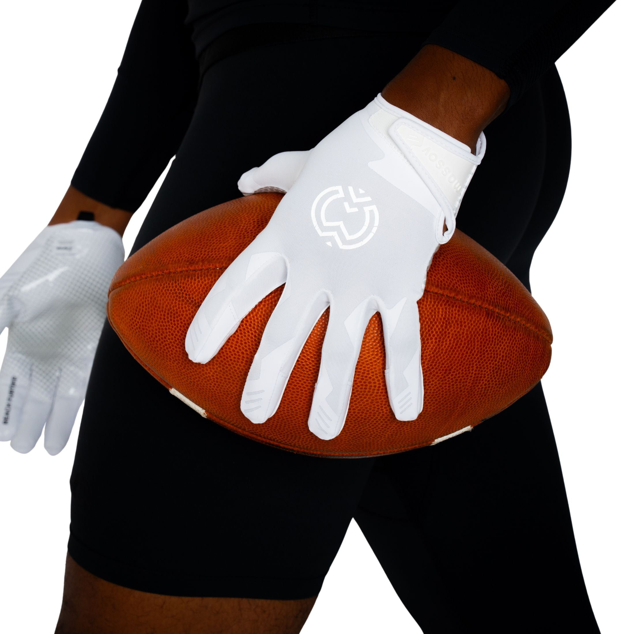 Massov VPRO3 Mens Adult Football Glove, Receiver Glove, White, Small