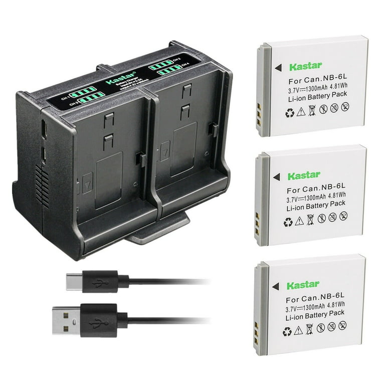 Kastar 3-Pack Battery and Quadruple Charger Compatible with Canon