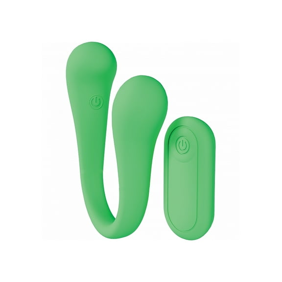 Loveline FlexEase Bend Vibe 10 Function Dual Ended G-Spot Vibrator with Remote Control, Green
