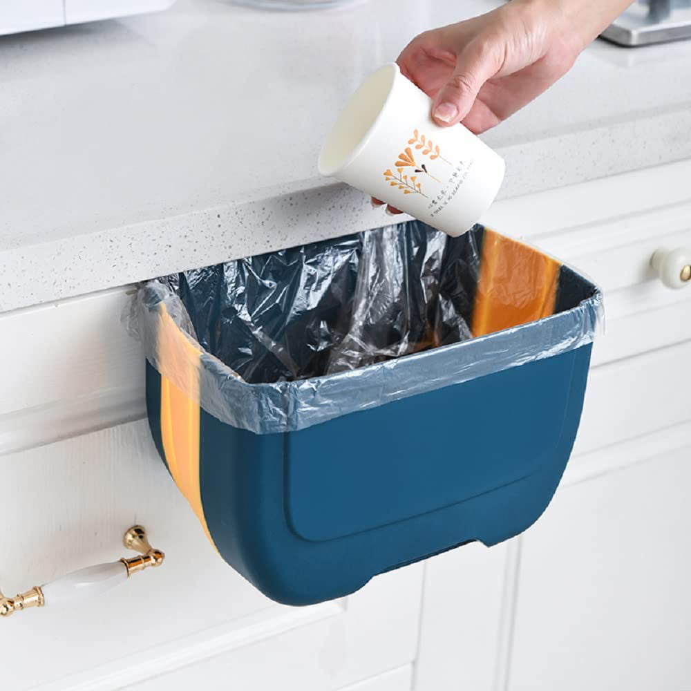 Windfall Small Trash Can, Hanging Waste Bin Under Kitchen Sink, Plastic  Wastebasket Over Cabinet Door Home Kitchen Slide Cover Hanging Trash  Rubbish