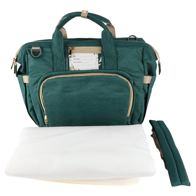 Cambiador de cuna plegable multifuncional para viajes, bolsa de pañales portátil para exteriores (verde)