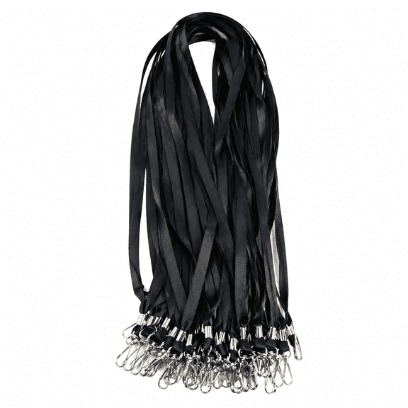 Lanyards for Badges ID Lanyard Flat Lanyard Bulk Lanyards with Badge Clip Swivel Hook 50 Pcs Black
