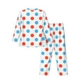 thumbnail image 2 of Kll Red Blue Polka Dots Sleepwear Mens Flannel Pajamas,Long Cotton Pj Set, 2 of 9