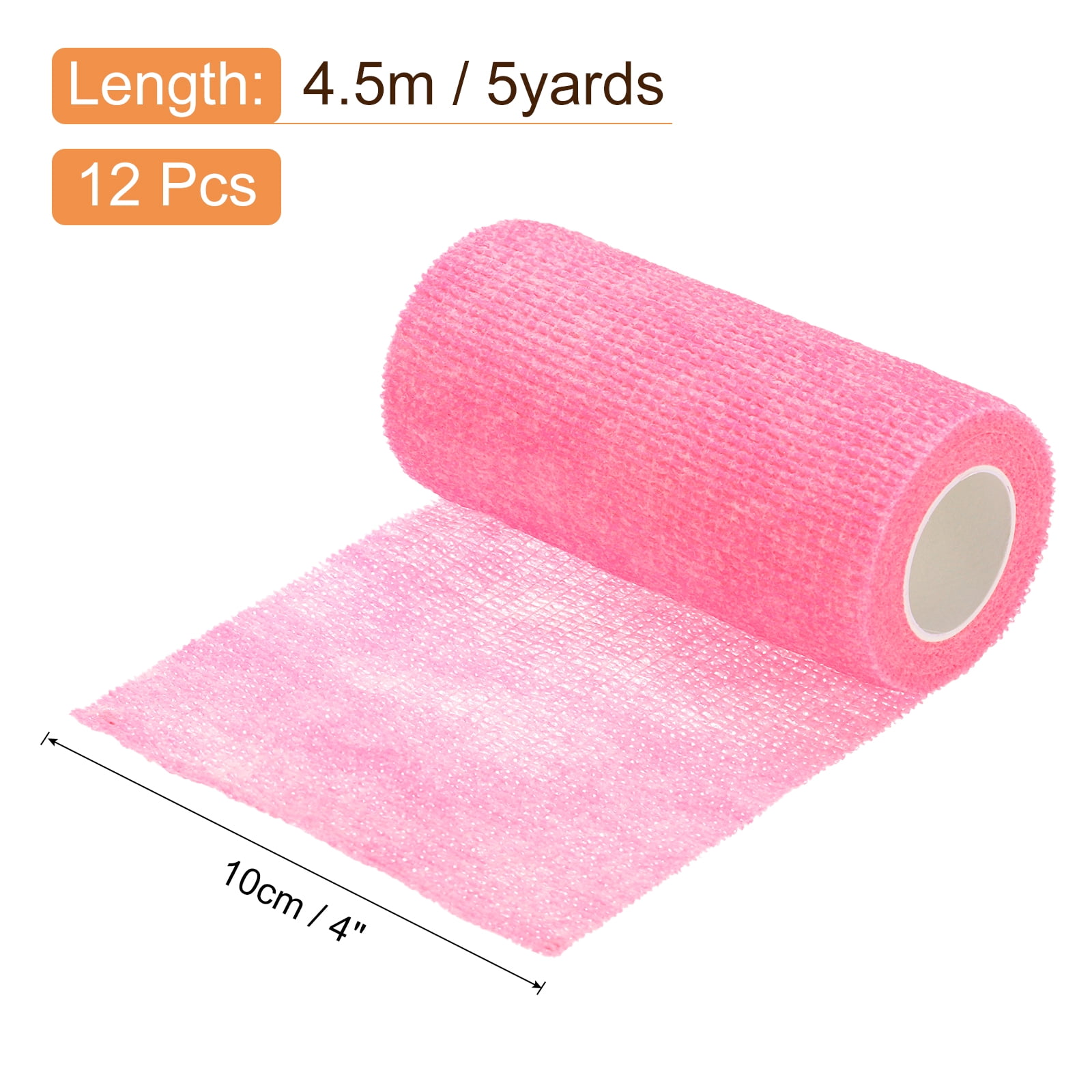 12 Pack Elastic Cohesive Bandage Wrap 4 Inch x 5 Yards Breathable Self Adhesive Athletic Tape Roll Fluorescent Pink