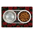 thumbnail image 1 of Rose Pet Mat for Food and Water, Valentine's Day Retro Style Petals with Leaves Ornamental Growth Pattern, Non-Slip Rubber Mat for Dogs and Cats, 18" X 12", by Ambesonne, 1 of 2
