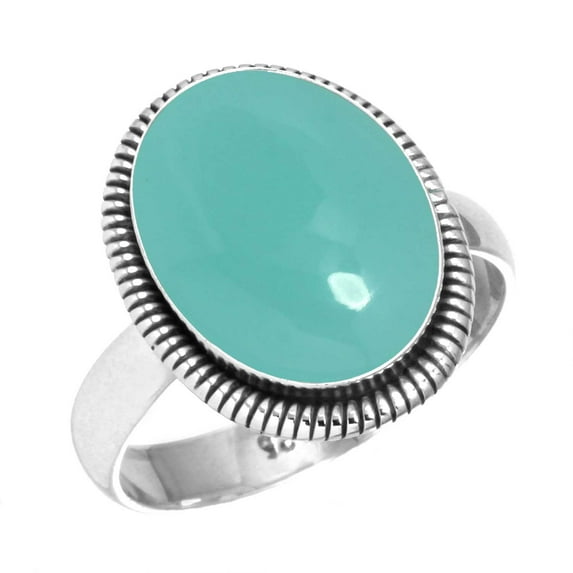 925 Silver Ring For Women - Men Aqua Chalcedony Stone Silver Ring Size 5 March Birthstone Simple Silver Ring Size 5 Gift For Girl Friend On Engagement 925 Silver Jewelry With Gemstone