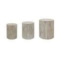 thumbnail image 4 of Set of 3, Rounded Wood Coffee Tables, End Tables, Plant Stands,Decorative Accent Pieces - Whitewashed Wood Finish, 4 of 7