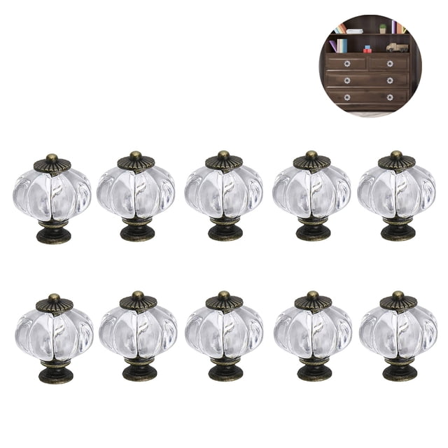 Whataatahia Pomos acrílicos de calabaza, pomos transparentes para gabinete, juego de 10 tiradores decorativos vintage para puertas, armarios, cajones, aparadores, muebles de cocina o habitación de
