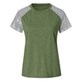 thumbnail image 4 of VBARHMQRT Spring T Shirts for Women V Neck Graphic Women's Round Neck Sequin Short Sleeve Patchwork Solid Casual T Shirt Top Tops for Women Sexy Casual Womens T Shirts Loose Fit Long Sleeve, 4 of 4