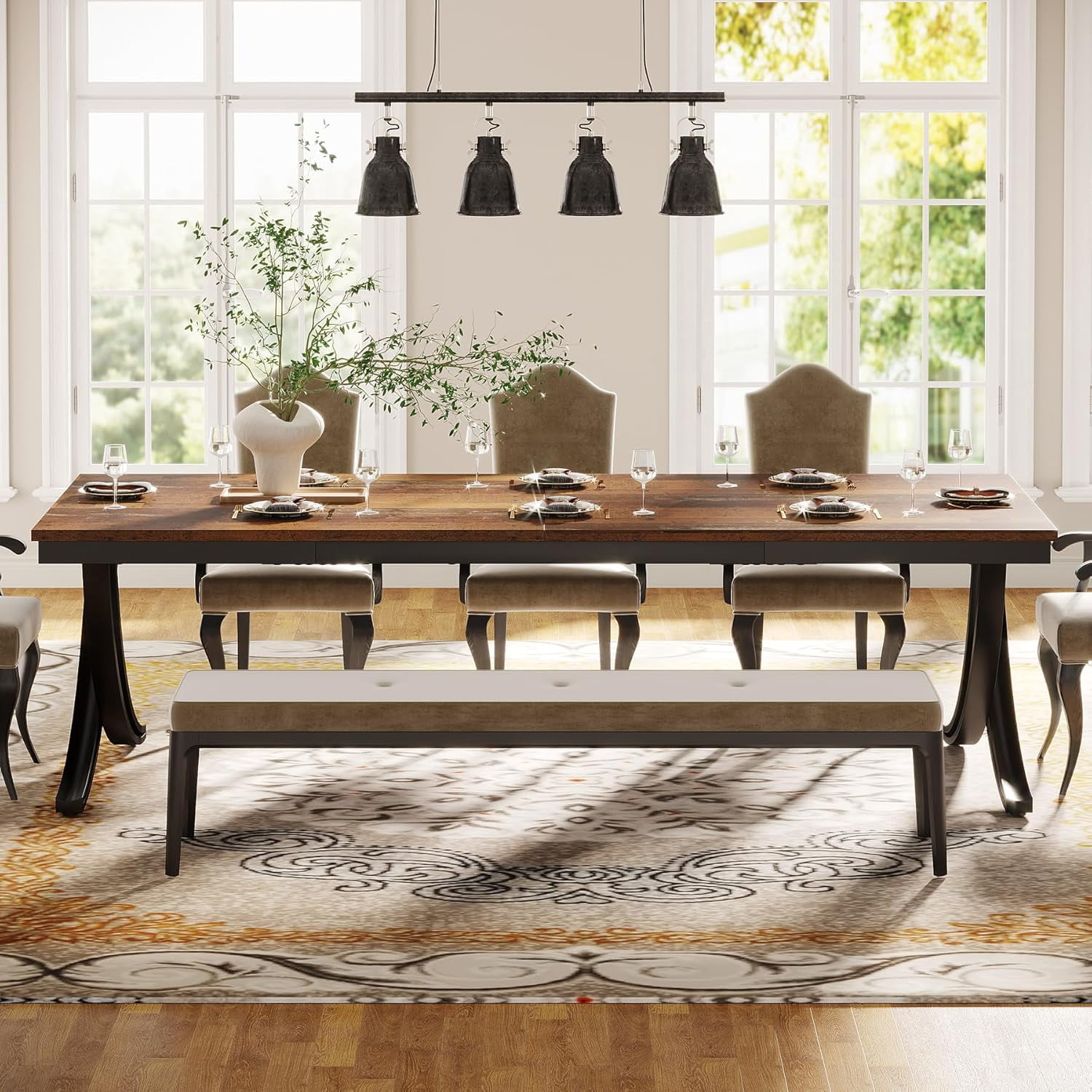 Tribesigns Dining Table for 6-8 People, 78 inch Large Wood Farmhouse Dinner Table with Heavy Duty Metal Legs and Wooden Top (Only Table)