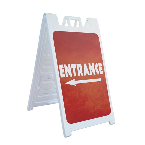Entrance 24" x 36" Double Sided A-Frame Sidewalk Sign, Includes 2 Plastic Inserts | Foldable Portable White Signicade Sandwich Board Signs