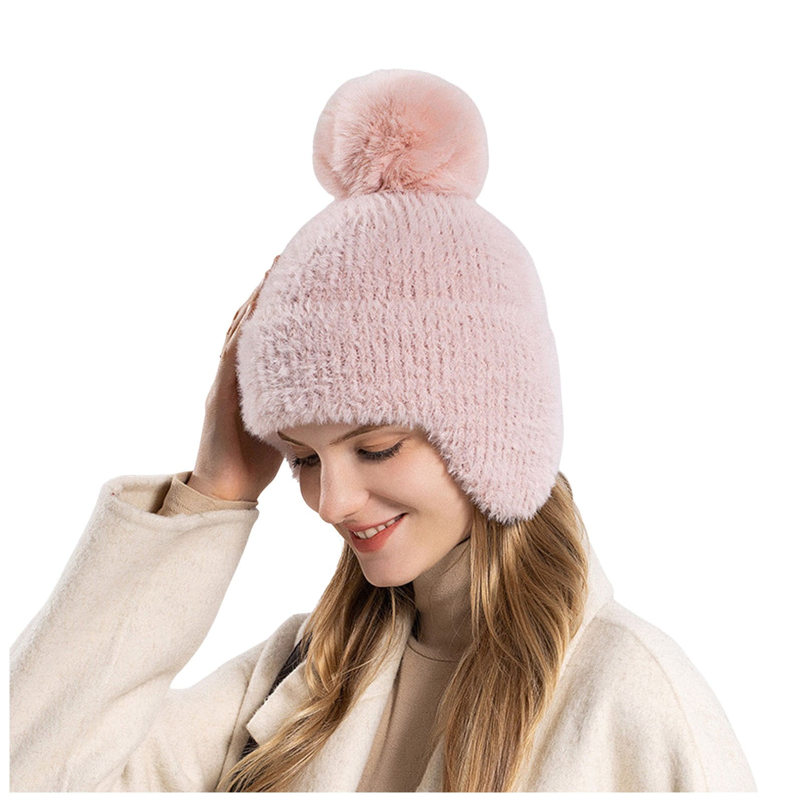 Tanhomme Satin Lined Winter Hats,Silk Lined Knit Soft Warm Hat Women's Fashionable And Versatile Dome Ear Knitted Hat To Keep Out The Cold
