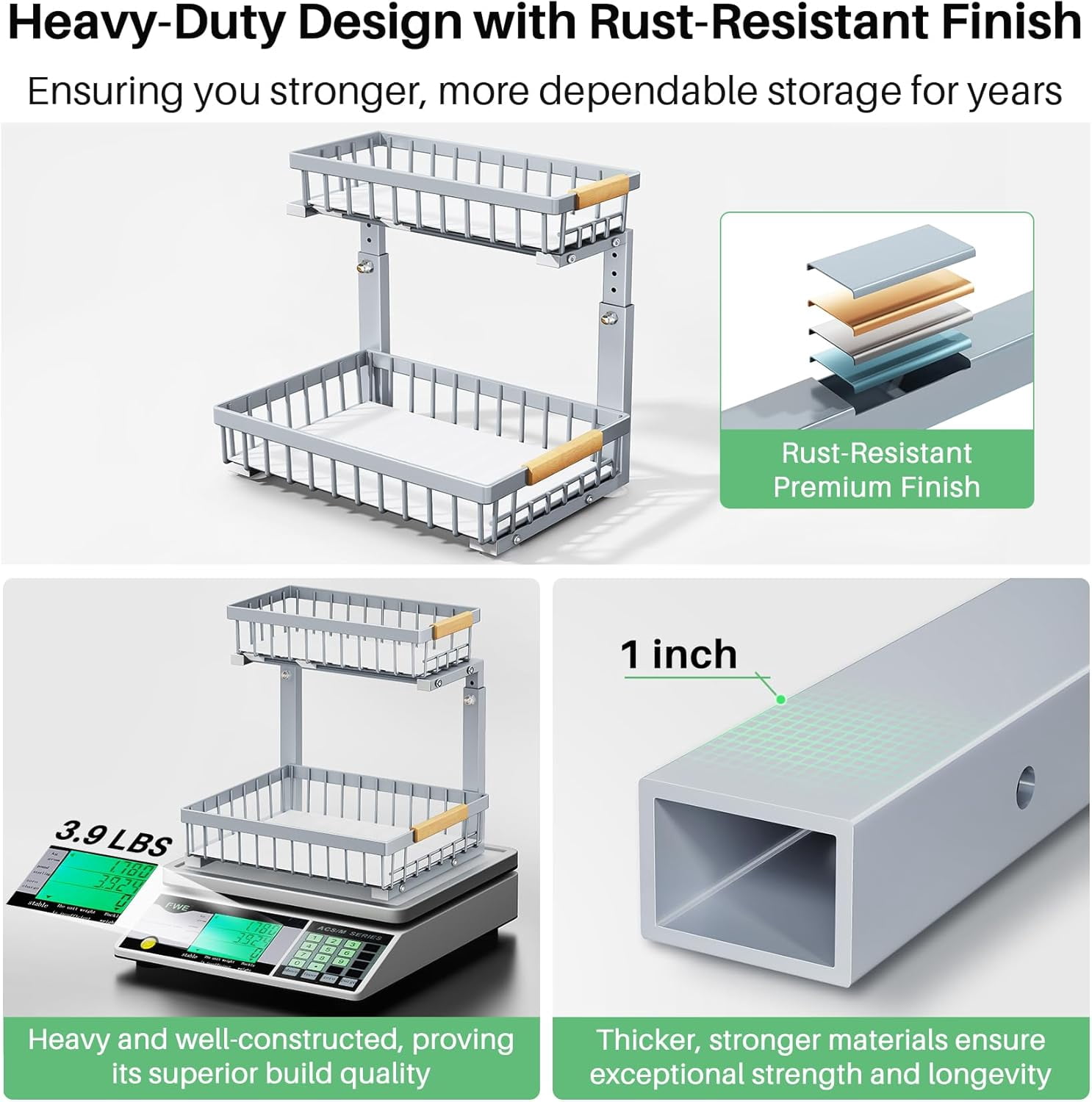 Under Sink Organizer, 2 Packs 2 Tier Under Sink Organizers and Storage, Slide out Pull out Cabinet Organizer Shelf, Metal Sliding Drawer for Kitchen Bathroom Pantry Cabinet Closet Organization Rack