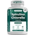 Organic Spirulina and Chlorella Capsules Chlorophyll & Blue Green Algae to Support