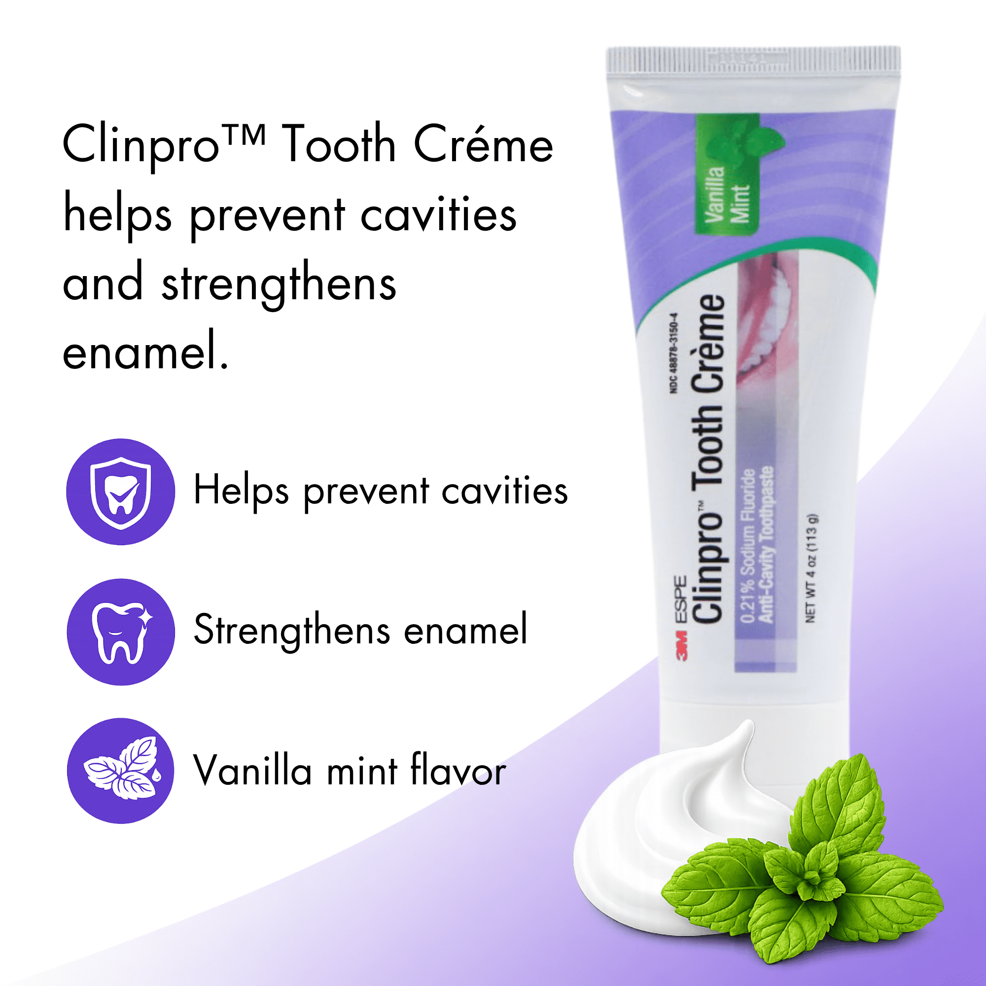 3M Clinpro Sodium Fluoride, Tri-Calcium Phosphate Toothpaste, Vanilla Mint, 4 Oz Tube