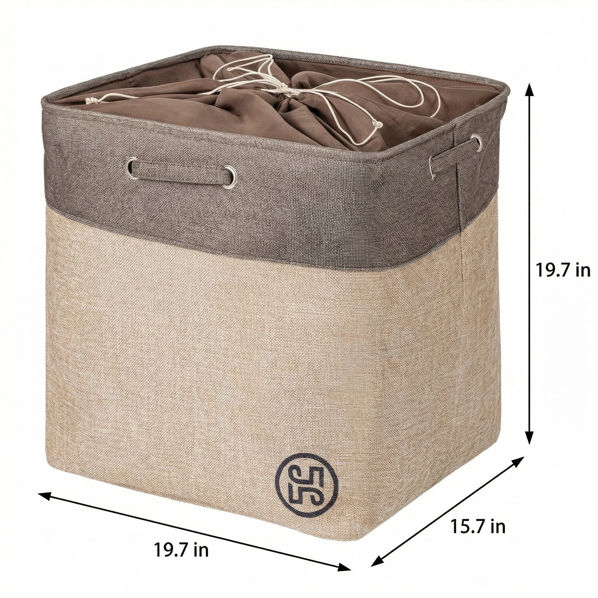 Unique Bargains Fabric Storage Bin with Handles Coffee 19.7*15.7*19.7in