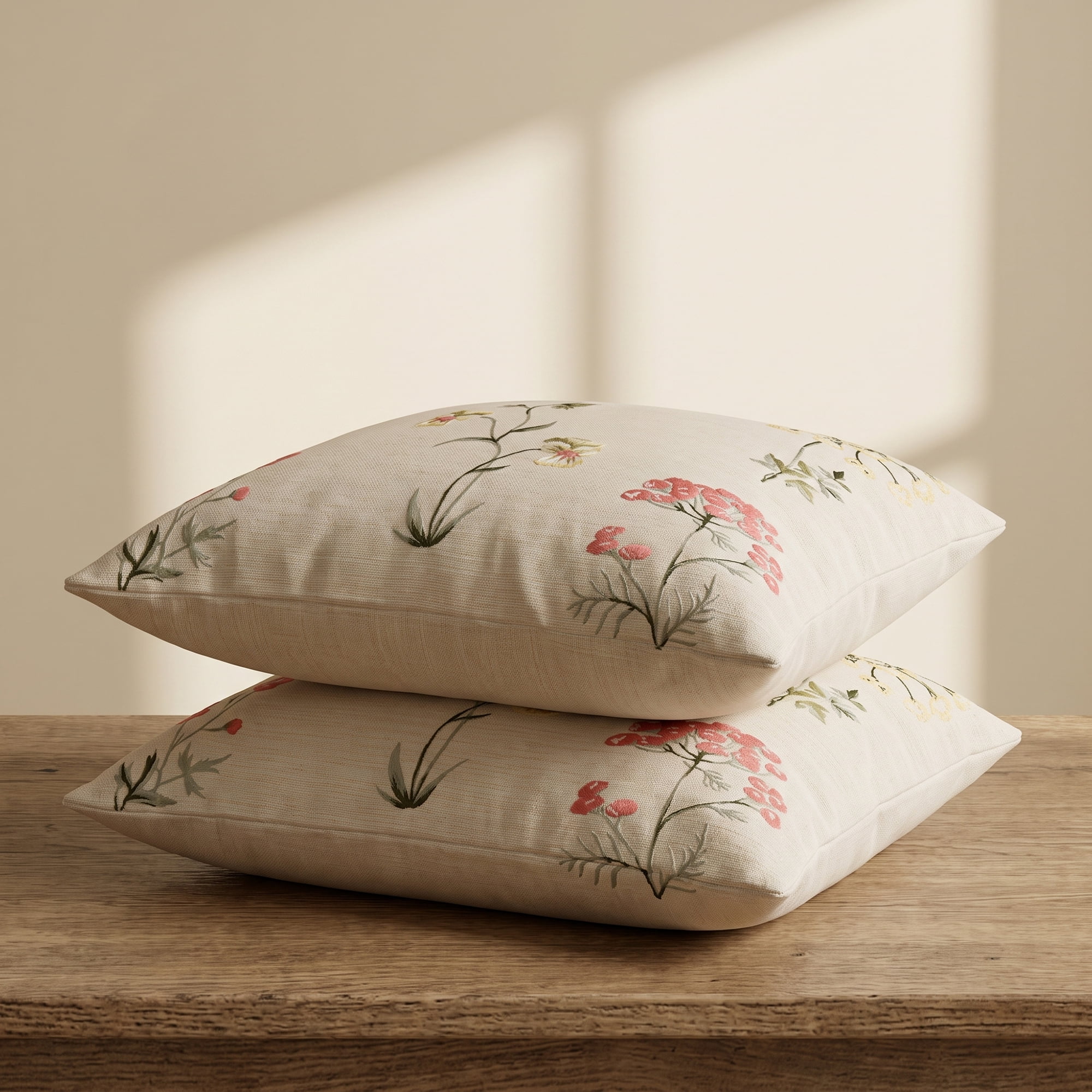 Unique Bargains Embroidered Floral Pillow Cover Rustic Cushion Case Multicolor 18"x18"