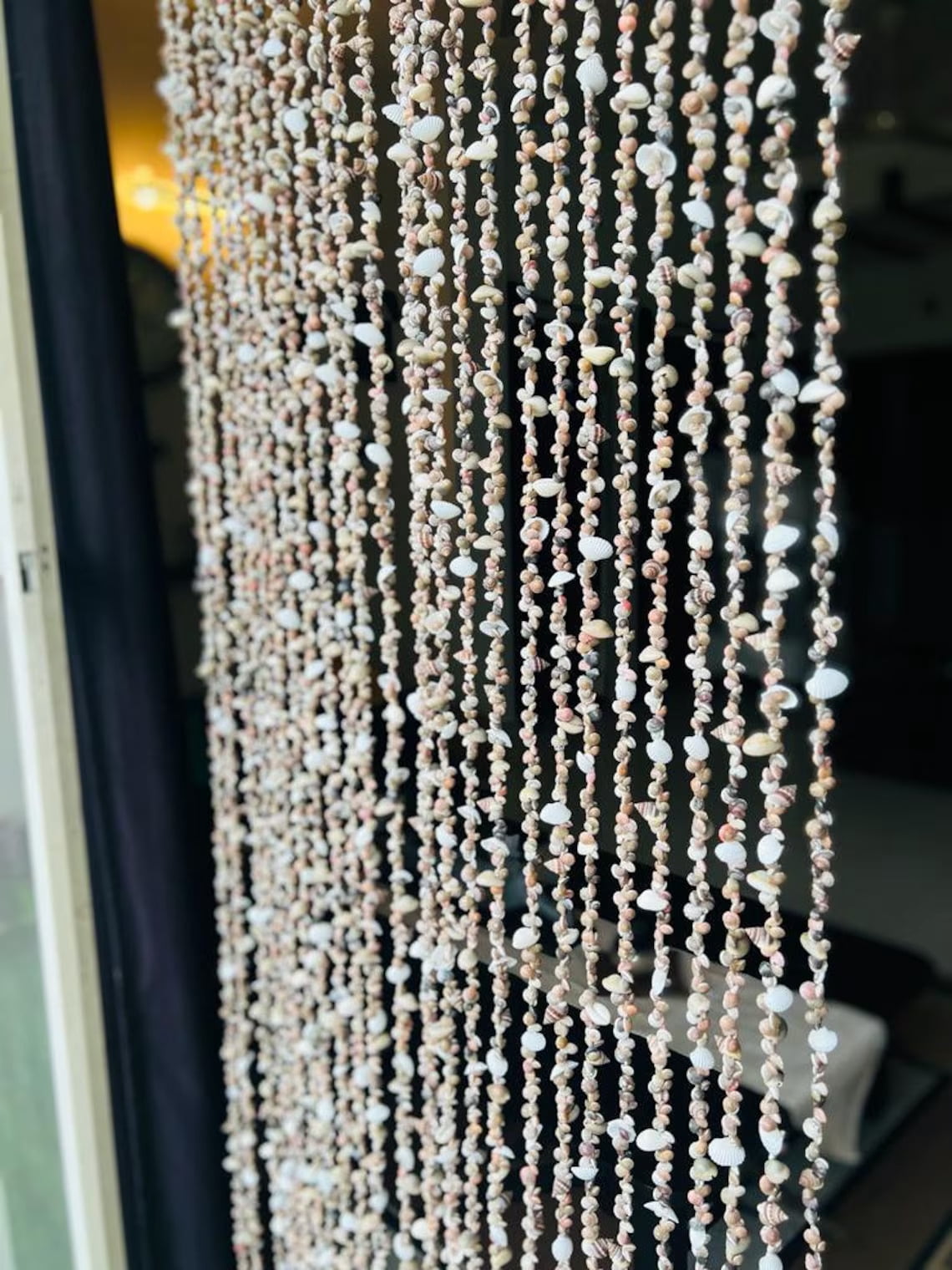 Boho Beaded Sea Shell Door Curtain: Handmade Coastal Decor