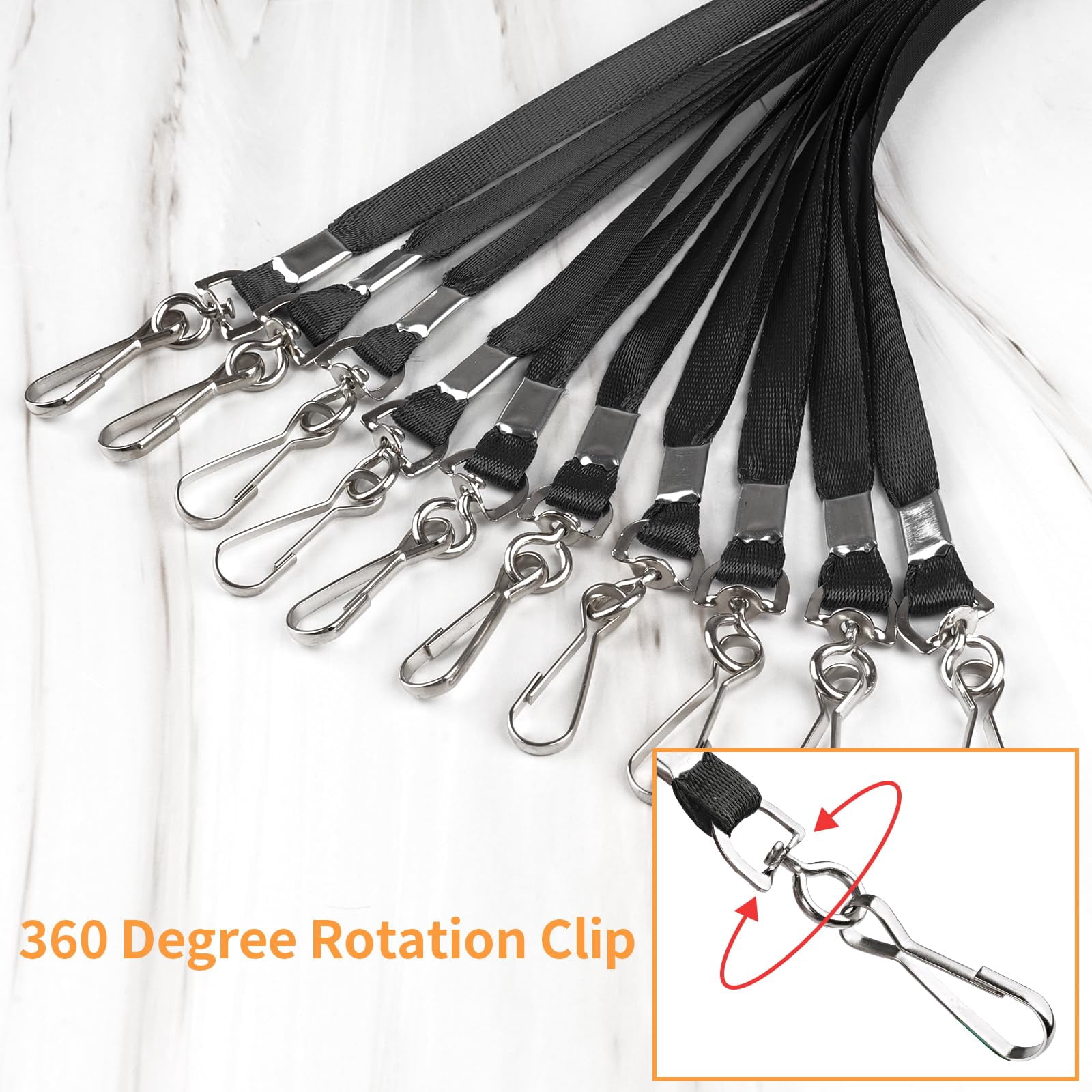 50/100 Pack Lanyards Bulk, Lanyards for Keys, Flat Neck Lanyard with Badge Clip Swivel Hook(Black, Blue, Navy Blue)