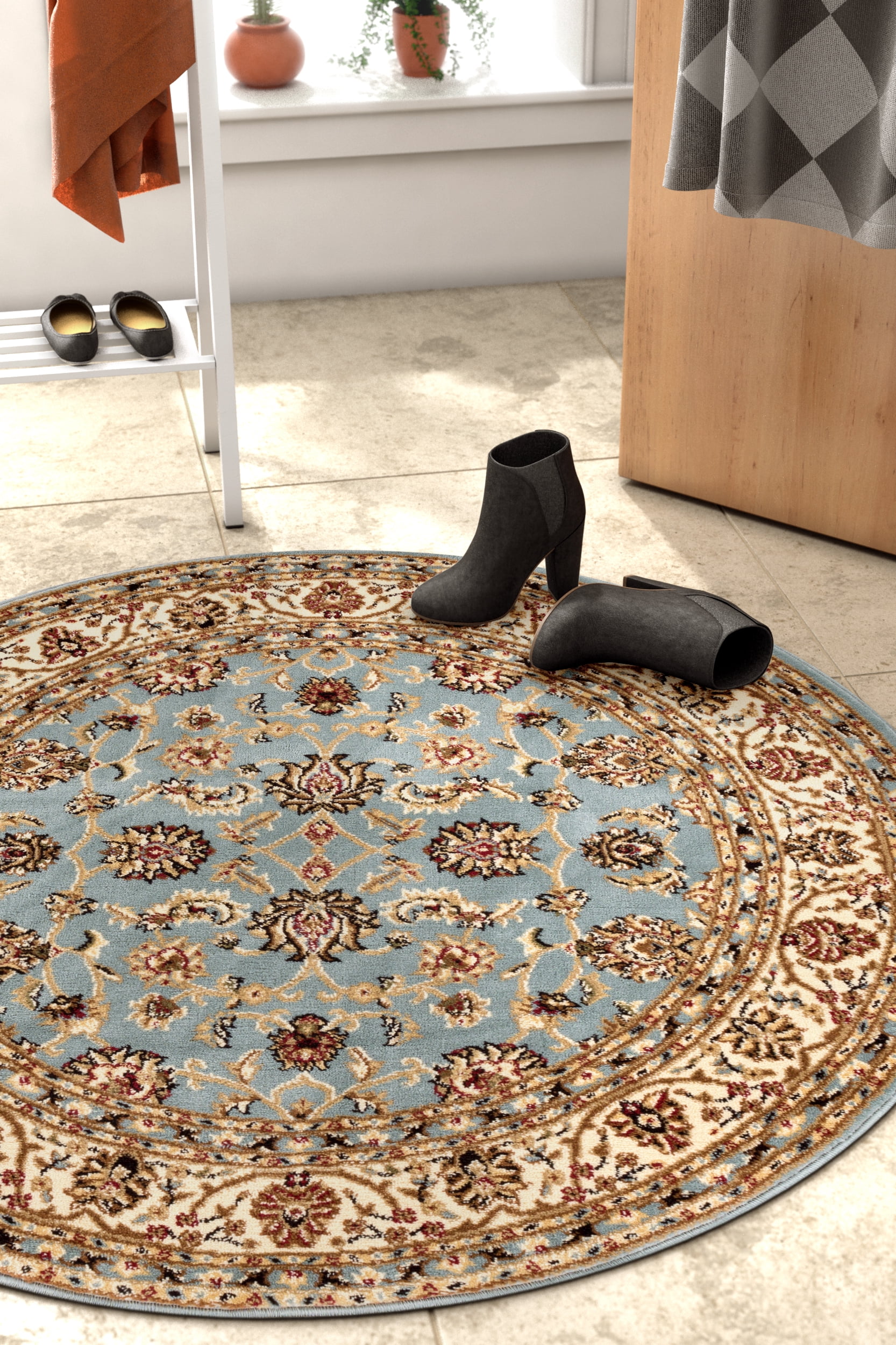 Well Woven Barclay Sarouk Traditional Oriental Panel Light Blue 3'11" x 5'3" Area Rug