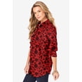 thumbnail image 4 of Roaman's Women's Plus Size Kate Long Sleeve Easy Cotton-Blend Button-Front Shirt, 4 of 6