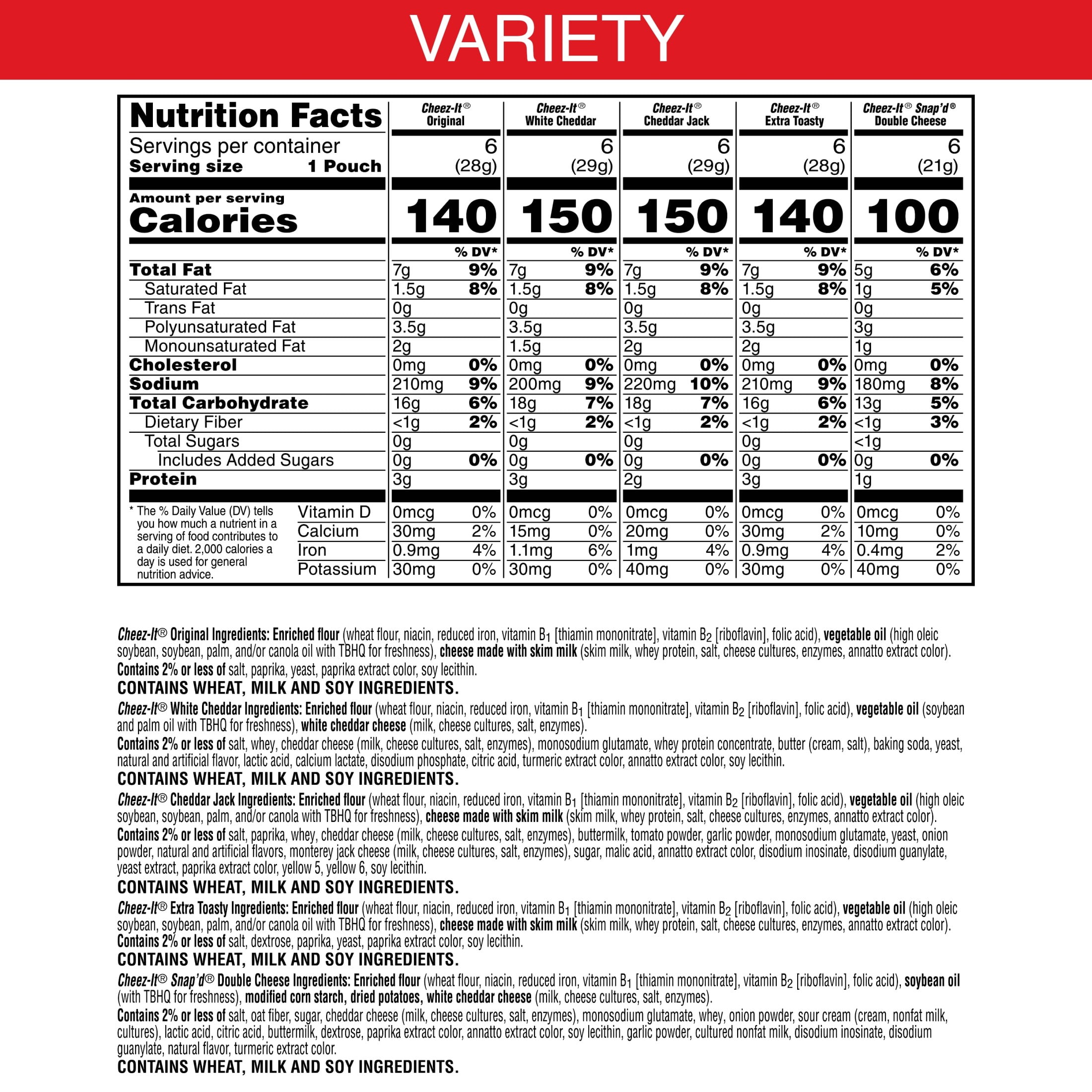 Cheez-It Variety Pack Snacks, Lunch Snacks, 30 Count