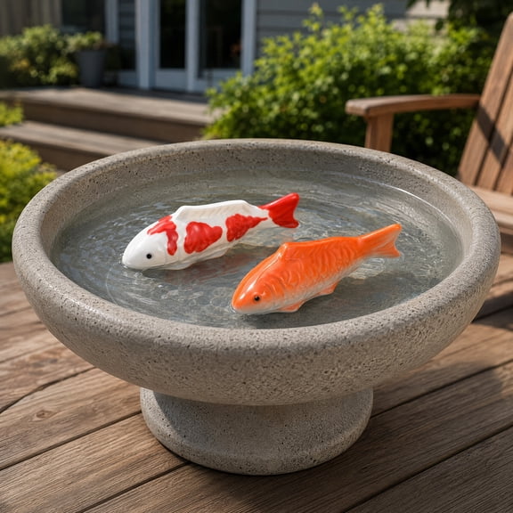 Hytrove 2-Piece Floating Fish Aquarium Decorations, Ceramic Underwater Crafts for Fish Ponds and Outdoor Water Features, Mixed Styles