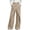 Khaki, variant on Women's Linen Wrap Front Wide Leg Pants High Waisted Casual Palazzo Trousers with Button Detail and Pockets