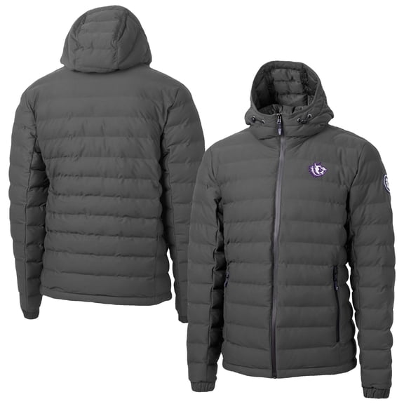 Men's-Cutter & Buck Gray TCU Horned Frogs Mission Ridge Eco Insulated Repreve Hooded Full-Zip Puffer Jacket